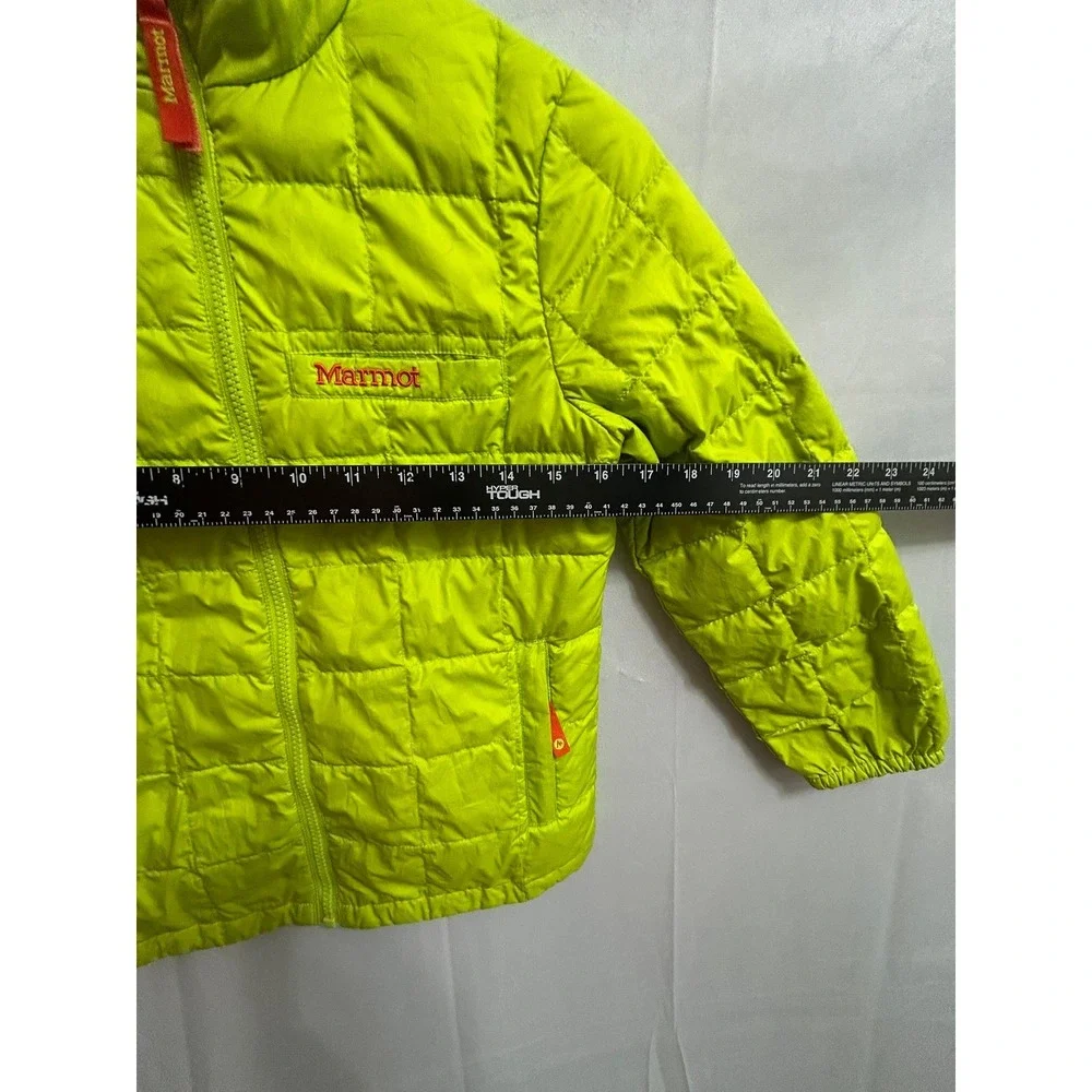 Marmot Kids Neon Lime Green Quilted Full Zip Puffer Jacket Small S/P